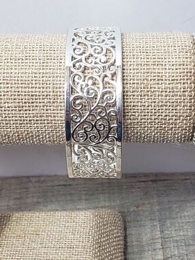 SILVER-TONE FILIGREE Metal Cuff Bracelet